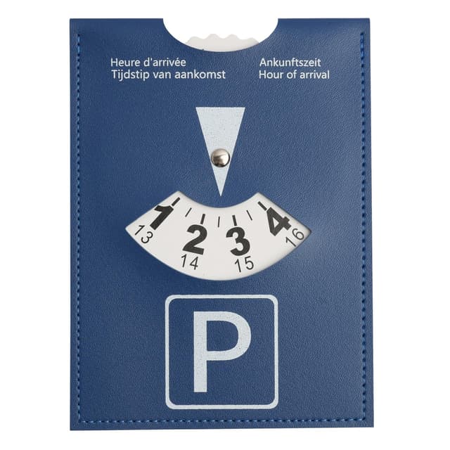 eModwey Luxus Parkscheibe Maxi aus weichem Kunstleder, Soft-Touch, für Auto, Motorrad, Wohnmobil, 10 x 13cm, Blau