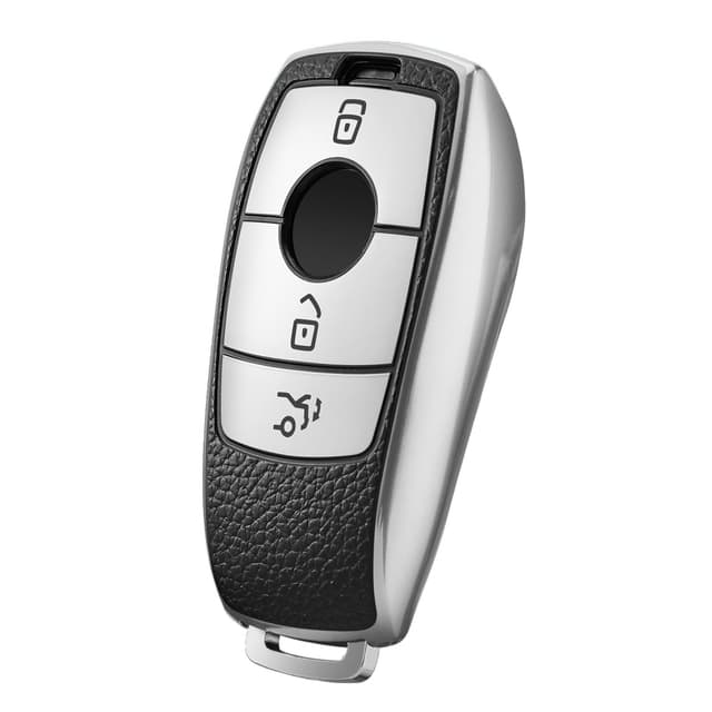 OATSBASF Autoschlüssel Hülle für Mercedes-Benz - Premium TPU-Schutzhülle (E-Klasse W213/S-Klasse W223) - Anti-Abschürfung, flexibel & stylisch (PW-Silber)