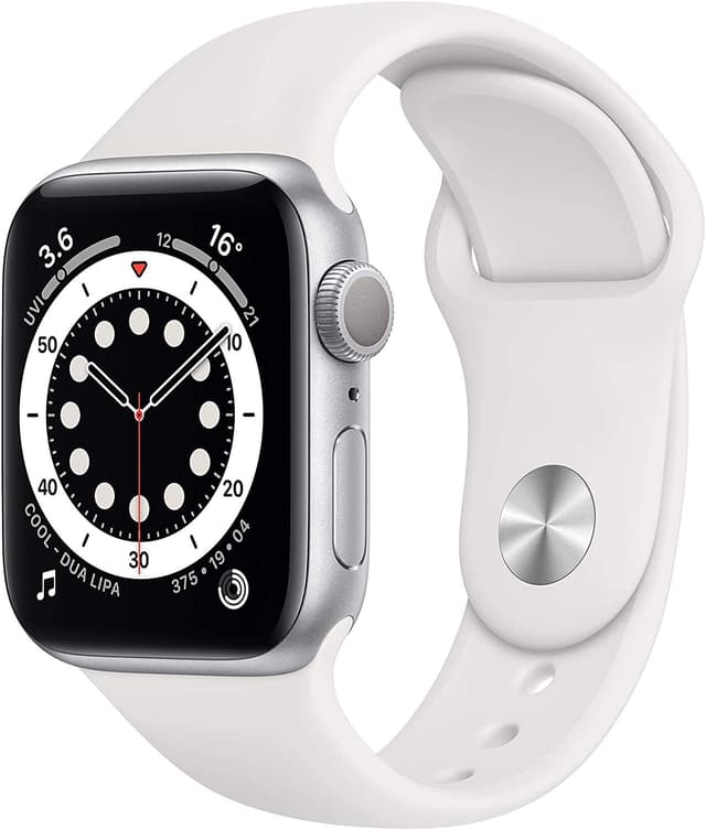 Apple Watch Series 6 (GPS, 40MM) Aluminiumgehäuse Silber mit weiß Sportarmband (Generalüberholt)