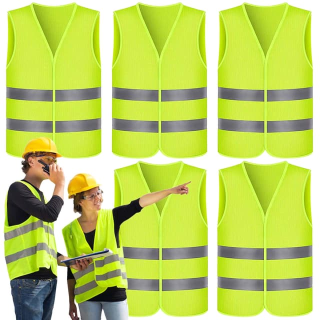 Gowkeey Warnwesten Auto 5 STK, Warnweste Pannenweste Warnwesten Neongelb Sicherheitsweste Westen Auto,Weste Neongelb Reflektierend High Visibility Vest für Autofahrern Fahrern Arbeitskräften