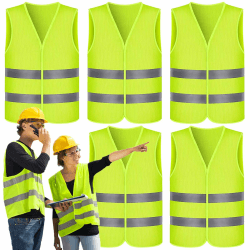 Gowkeey Warnwesten Auto 5 STK, Warnweste Pannenweste Warnwesten Neongelb Sicherheitsweste Westen Auto,Weste Neongelb Reflektierend High Visibility Vest für Autofahrern Fahrern Arbeitskräften Angebot bei HelloDeals