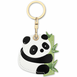 AXFEE AirTag Schutzhülle, Leder Keyring Schutzhülle Kompatibel mit AirTags, Leder Keyring für AirTag, Mini AirTags Case, Leder Hülle Schlüsselanhänger Case, Cover mit Schlüsselanhänger Panda #2 Tiere