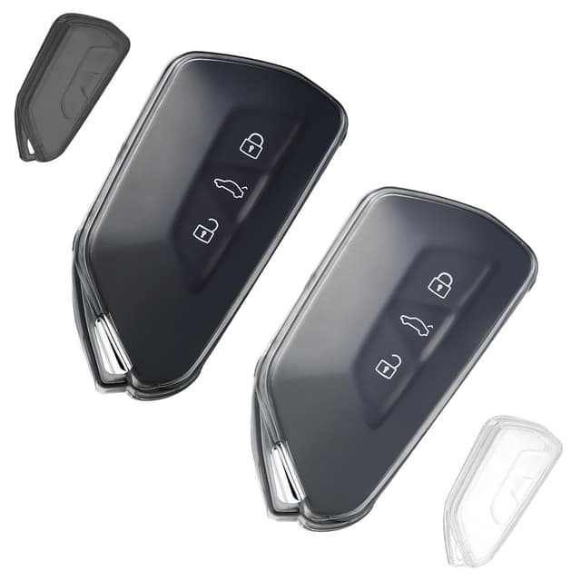 2 Stück Schlüsselhülle Autoschlüssel Hülle für VW, Transparent TPU Schlüsselcover, Schlüsselgehäuse für VW Golf 8 GTE GTI ID.3 ID.4 Seat Leon MK4 Tarraco Ateca Skoda Octavia 4 Cupra Formentor Born