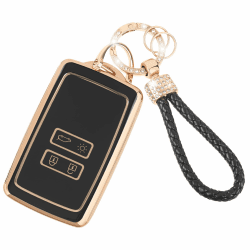 Autoschlüssel Hülle Cover Kompatibel für Renault Arkana Clio Koleos Megane Duster Kadjar Talisman Captur Espace 4 Tasten Auto Schlüssel Schlüsselcover TPU Schlüsselhülle mit Schlüsselanhänger Schwarz Angebot bei HelloDeals