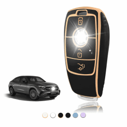 TOOMUME Schlüsselhülle TPU, Autoschlüssel Hülle Passt für Mercedes Benz A/B/C/E/G/S Klasse GLA GLC GLE GLK GLS CLA CLE CLS AMG E200 W177 W205 W213, Schlüsselcover Schutz Schlüsselgehäuse - Smart Key Schwarz Gold Angebot bei HelloDeals