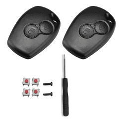 SLshiBo 2 Pack Renault Schlüssel Gehäuse 2 Tasten Autoschlüssel Gehäuse mit 4 Mikrotaster Taster und Schraubendreher Kompatibel mit Renault Kangoo Modus Clio Master Trafic Twingo Switch und Dacia 8.2×2.7 mm Angebot bei HelloDeals