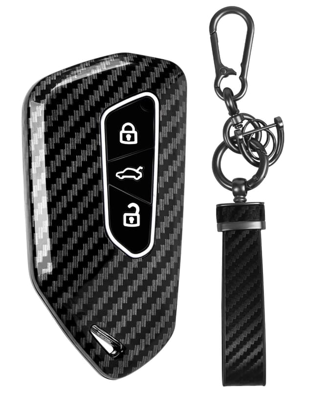 Autoschlüssel Hülle kompatibel mit VW Golf 8, Auto Schlüsselhülle 3-Tasten Auto Schlüssel Cover für VW ID3 ID4 E-Golf ab 12/2019 GTI GTE Clubsport, Schlüssel Hülle für Seat Leon MK 4 +Schlüsselanhänge