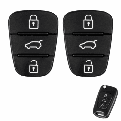 2 Stück Autoschlüssel Tastenfeld 3 Tasten, Kompatibel mit Hyundai i10, i20, i30, ix35, Kia Sportage, Ceed und Mehr Ersatz Tastenfeld Gummi Schlüssel Gehäuse Auto Fernbedienung Schlüsselgehäuse