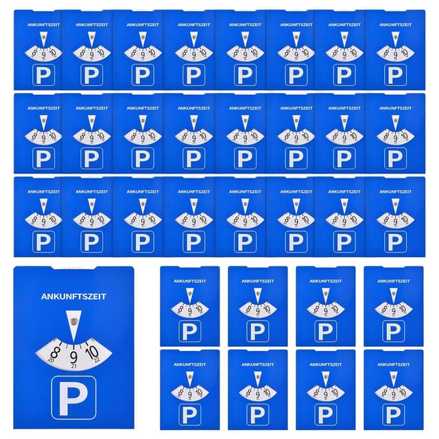 WDFCN 30 Stück Parkscheibe Auto 11x15cm Parkscheibe Pappe BlauParkuhr Parking Disc für KFZ Auto Parken Park Scheibe Parkuhr aus Pappe