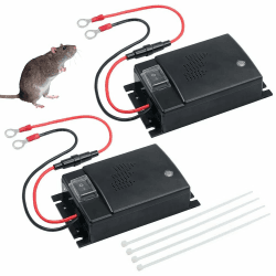 KUWUNG 2 Stück Marderschreck Auto, 2 x Marderabwehr Auto mit 12V Batterieanschluss,Marderschrecker Auto für Motorraum, Mader Abwehr, Marderschutz für Auto, Marder Ultraschall, Maderschrecker Auto