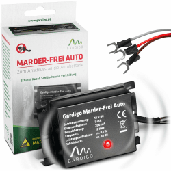 Gardigo® Marder-Frei Auto I Marderschreck Auto | 25 Jahre Erfahrung Ultraschall Marderabwehr | Anschluss an 12V Autobatterie I Marderschutz für Auto | Abwehr gegen Marder KFZ, Marder vertreiben Angebot bei HelloDeals