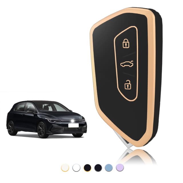 TOOMUME Schlüsselhülle, Autoschlüssel Hülle Passt für Cupra Born Formentor für VW Volkswagen Golf 8 MK8 Seat Leon MK4 Ateca Tarraco Skoda Octavia 8, Schlüsselcover Schutz Schlüssel Gehäuse - Smart Key TPU Schwarz Gold