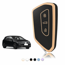 TOOMUME Schlüsselhülle, Autoschlüssel Hülle Passt für Cupra Born Formentor für VW Volkswagen Golf 8 MK8 Seat Leon MK4 Ateca Tarraco Skoda Octavia 8, Schlüsselcover Schutz Schlüssel Gehäuse - Smart Key TPU Schwarz Gold
