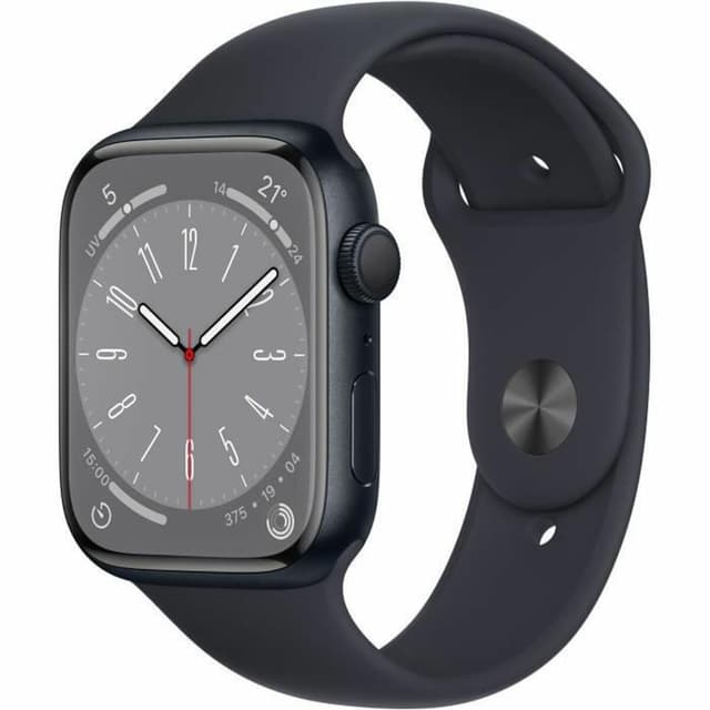 Apple Watch Series 8 (GPS + Zellular, 45MM) Aluminiumgehäuse Mitternacht mit Mitternacht Sportarmband (Generalüberholt)
