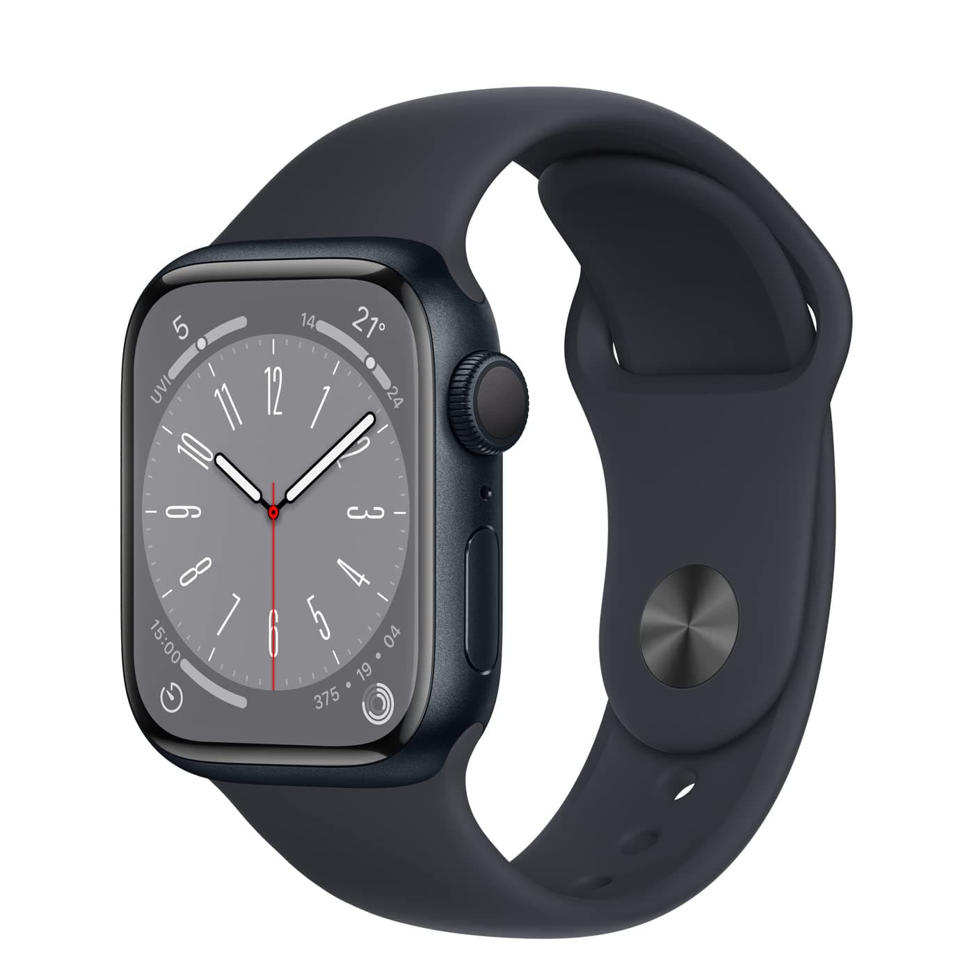 Apple Watch Series 8 (GPS, 41MM) Aluminiumgehäuse Mitternacht mit Mitternacht Sportarmband (Generalüberholt)
