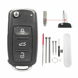 Für Volkswagen Schlüsselanhänger Gehäuse mit Stahl Pin Removal Tool Nadelfeile Für VW Jetta Golf Skoda Transporter Seat Octavia Polo B5 Leon Tiguan Touran Sharan MK6 Scirocco Jetta Passat Bettle (D)