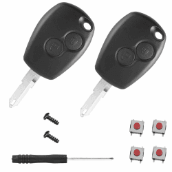 ShnminEU 2 stück Autoschlüssel Dacia schlüssel gehäuse für Renault Duster Logan Logdy Sandero Funkschlüsselgehäuse mit 4 Tasten-Schalter Klinge mit Nut Modell mit Batteriefach Angebot bei HelloDeals
