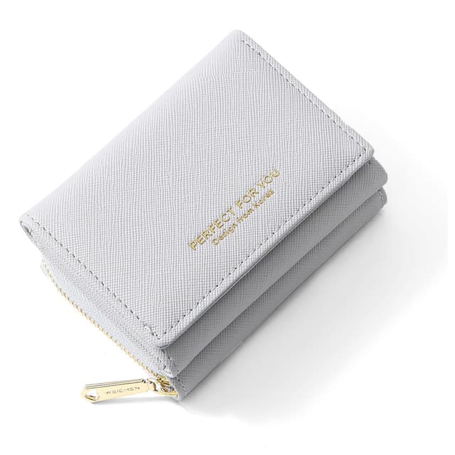 ANYWN Geldbörse Damen klein, Geldbeutel Damen klein, kleines Portemonnaie mit Große Kapazität, Elegante und Süße Kleiner Geldbeutel mit Großes Münzfach Grau