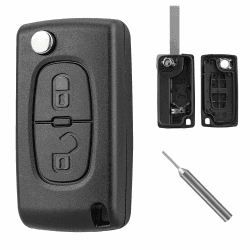 ShnminEU Autoschlüssel Gehäuse für Auto Schlüssel Peugeot 207 307 308 407 607 807 und Citroen C2 C3 C4 C5 C6 C8 DS3 DS4 (VA2/ CE0536) Schlüsselgehäuse Klapp Ersatzschlüssel 2 Tasten Klappschlüssel 2 Tasten (VA2/ CE0536)