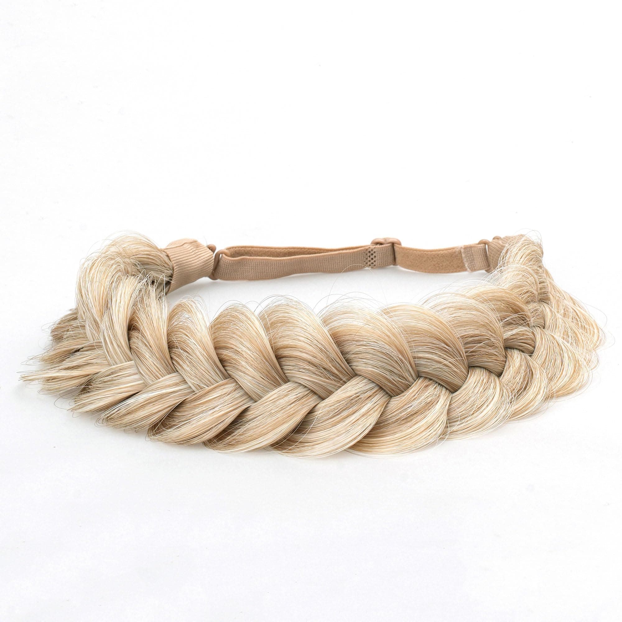 TOECWEGR Extensions Haarband Haarreifen Zopf Geflochten Classic Chunky Wide Plaited Wedding Fluffy Braids Wig Women Girl Beauty Accessory (Strandblond Highlights A012)