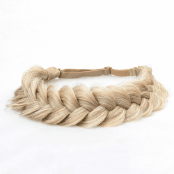 TOECWEGR Extensions Haarband Haarreifen Zopf Geflochten Classic Chunky Wide Plaited Wedding Fluffy Braids Wig Women Girl Beauty Accessory (Strandblond Highlights A012)