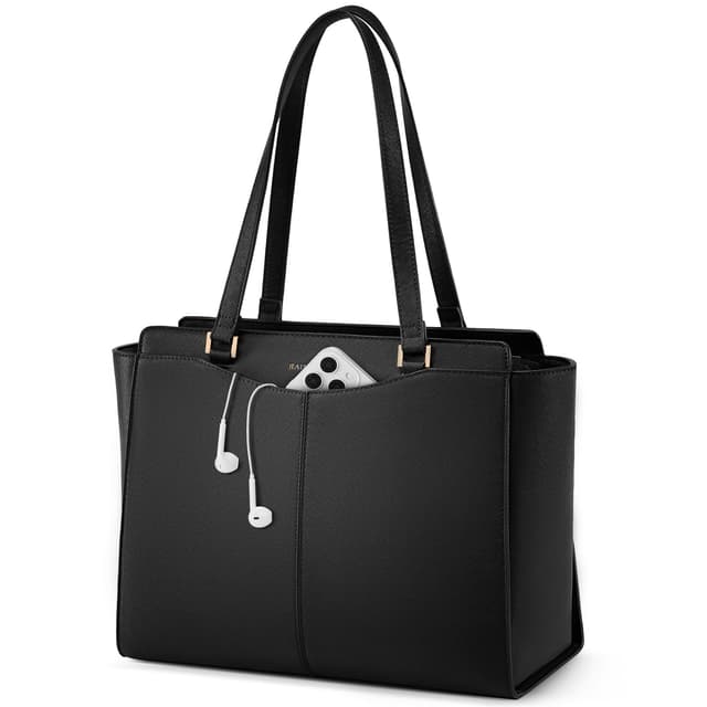 RAINSMORE Handtasche Damen Groß Shopper Tasche Damen Wasserdichte Laptoptasche 14 Zoll PU Leder Tote Bag mit Reißverschluss Innentasche Arbeitstasche Schultertaschen Henkeltasche