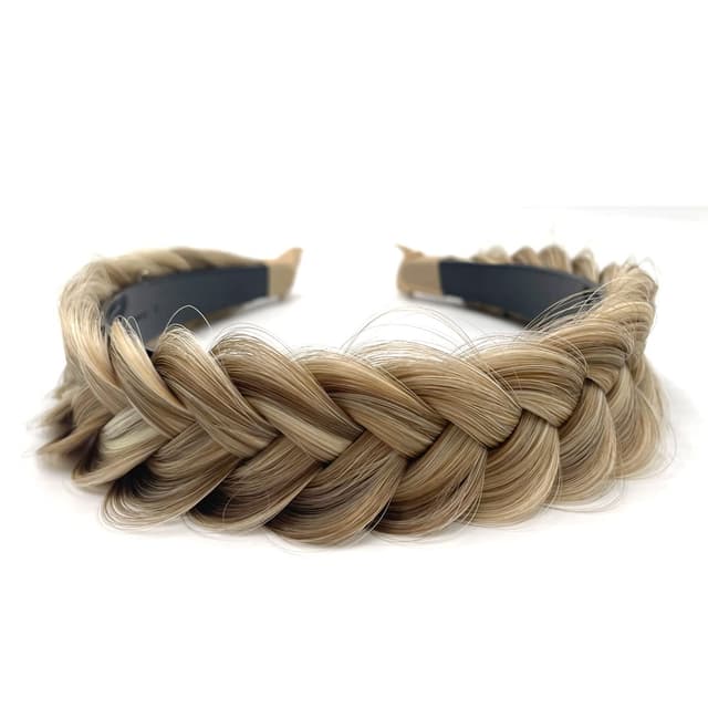 TOECWEGR Hairband Braided Hairpiece Messy Wide 2 Strands Fluffy Braids Wig with Tooth Women Headband Hair Bands Aprikosenfarbe Insgesamt