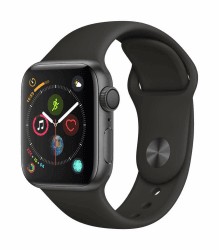 Apple Watch Series 4 (GPS, 40mm) Aluminiumgehäuse Space Grau - Sportarmband Schwarz (Generalüberholt) Schwarz mit Sportarmband