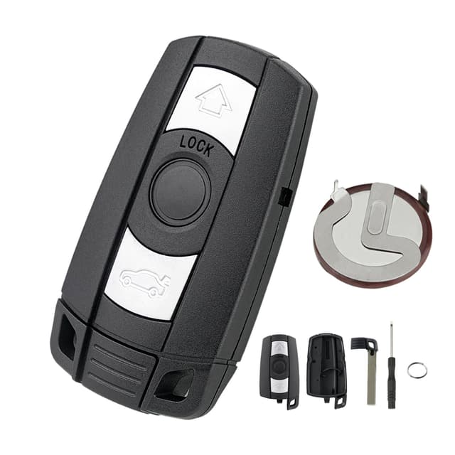 3-Knopf Schlüsselgehäuse Ersatzschlüssel mit VL2020 Batterie für BMW E87 E81 E90 E71 E53 E60 E61 E64 E84 E89 E92 Serie 1 2 3 5 6 X1 X5 BMW schlüssel (VL2020 90Grad ) mit Batterie