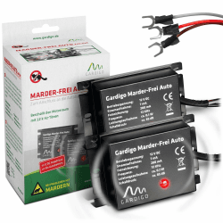 GARDIGO® Marder-Frei Auto - 2er Set I Marderschreck Auto Anschluss an 12V Autobatterie I 25 Jahre Erfahrung Ultraschall Marderabwehr | Marderschutz für Auto | Abwehr gegen Marder KFZ Marder vertreiben Angebot bei HelloDeals