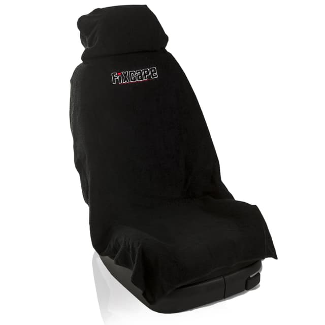 fixcape Baumwolle Schonbezug Autositz vorne universal schwarz, Auto-Sitzbezug Vordersitze Frottee, Autositzschoner Cotton, Auflage Schutz Fahrersitz Schwarz / Black