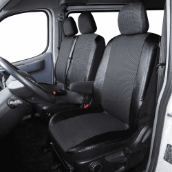 TOYOUN Sitzbezüge Auto für Transporter Vordersitze 2+1 Universal Schonbezüge Sitzschoner Auto für Fahrersitz + 2er Beifahrersitzbank Autositzbezüge Kunstleder Stoff Spleißen, Grau