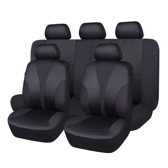 Flying Banner Tuch Stoff Universal Auto Sitzbezug Set Airbag Kompatibel Komplettset Schwarz