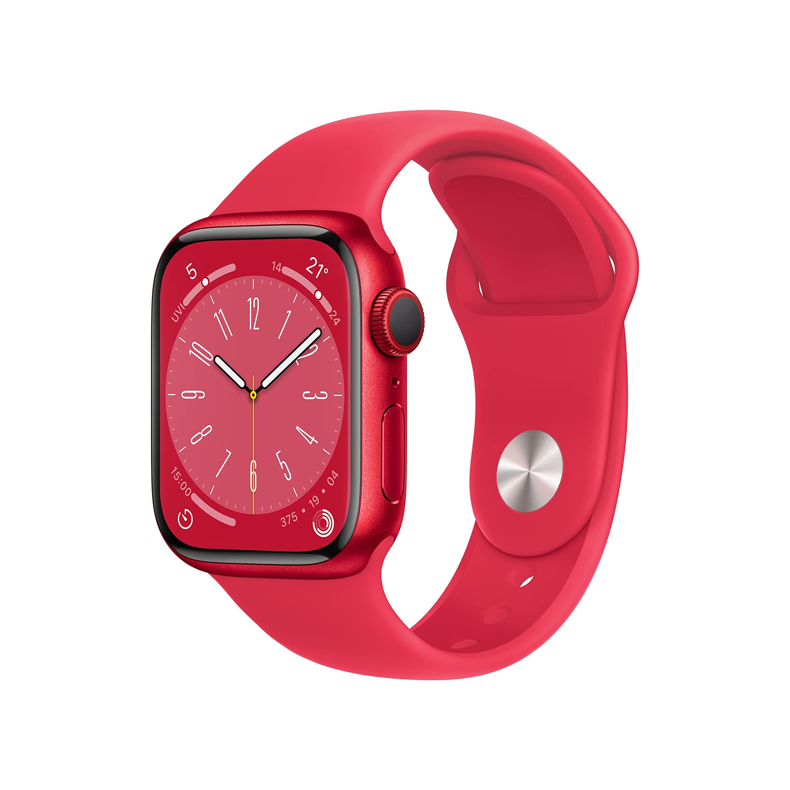 Apple Watch Series 8 (GPS, 45mm) Aluminiumgehäuse Product(RED) met Sportarmband Product(RED), One Size (Generalüberholt) GPS 45mm - Armband für 140–220 mm Umfang Aluminium: (PRODUCT)RED