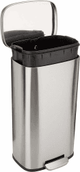 Amazon Basics 30 l Rechteckig Mülleimer für die Küche mit Stahlrohrpedal - 7.9 gallons Sanft Schließend mit Deckel, für Küche, Bad oder Büro, Satiniertes Nickel