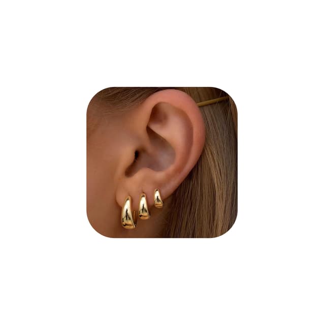 Chriscoco 3 Paare Creolen Gold/Silber für Damen Ohrringe Gold Creolen Set Hypoallergen Ohrringe Creolen Leichte Ohrringe Creolen Silber/Gold für Mädchen