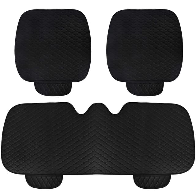 Colexy 3-Teiliges Set Auto Sitzkissen, Universal Sitzauflagen, Anti Rutsch Autositz Auflage, Auto Vordersitz und Rücksitz Kissen, Autos Sitzbezüge Atmungsaktiv Sitzauflagen für Autositz SUV LKW Schwarz
