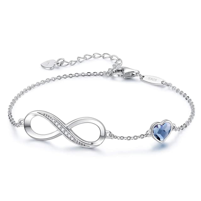 Infinity Armband Damen 925 Sterling Silber Rosegold or Edelstahl, Unendlichkeit Herz Armbänder Kristallen Armkette Valentinstag Muttertag Geburtstags Weihnachten Geschenk für Sie Frauen Freundin mama