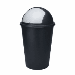 Spetebo XL Abfalleimer mit Schiebedeckel schwarz - 50 L - Runder Mülleimer mit Kuppel Deckel - Kosmetik Eimer Müll Behälter Abfall Eimer recycelbar Angebot bei HelloDeals