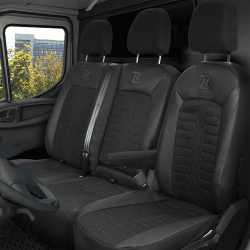 LUCARO Sitzbezüge Auto für Volkswagen Crafter 2, Man TGE 1+2 Schwarz Auto Sitzbezüge Man TGE, Volkswagen Crafter 2 - Robuster und Bequemer Sitz - Ergonomische Car Seat Cover - Öko-Leder-Sessel