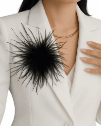 Baesics Feder Brosche - Damen Fluffy Straußenfeder Anstecker Vintage Stil Hutaccessoire Braut Hochzeit Party Fasching Haarclip Fascinator für Blazer Kleid Jacke – Boho Blumen Design Schwarz Angebot bei HelloDeals