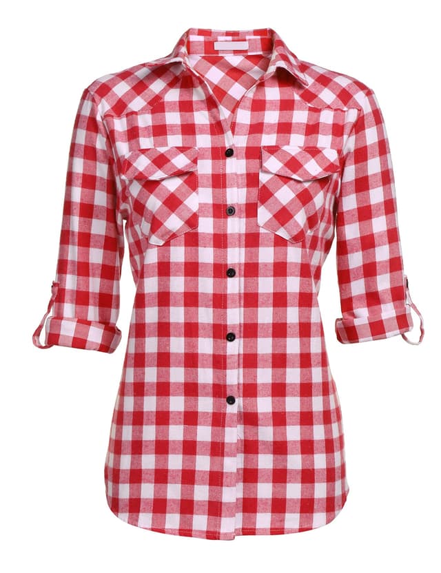 UNibelle Trachtenbluse Damen Kariert Hemden Langarm Trachtenhemd Oktoberfest Bluse Karohemd HolzfäLlerhemd Oberteile Casual V-Ausschnitt Hemdbluse