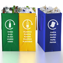 TP HOME® Mülltrennsystem 3fach - Taschen Mülleimer 3 Fächer für Innen und Außen zum trennen von Papier, Plastik und Glas - Pfandflaschen Sammelbehälter - Recycling System
