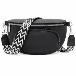 Rorimyth Bauchtasche Damen Schwarz Umhängetasche Damen Klein Veganes Leder Handtasche Crossbody Bag Gürteltasche Brusttasche Hüfttasche Angebot bei HelloDeals