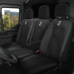 LUCARO Sitzbezüge Auto für Mercedes Sprinter 3 ab 2018 - Sitzbezügesets 1+2 - Auto Sitzbezüge Schwarz grau - Mercedes Sprinter Sitzbezug - Mercedes Sprinter Sitzbezug