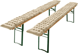 REDBEST Bierbank-Auflage, Sitzauflage Bierzeltgarnitur gepolstert 2er-Pack beige Größe 25x220 cm - strapazierstark und langlebig, bequemer Sitzkomfort, mit elastischen Bändern Beige Bierbank-Auflage 2er - 25x220 cm