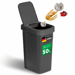Novaliv Mülleimer 50L mit 2in1 Deckel, Klappdeckel & Schwingdeckel, Stilvoller Anti-Geruch Abfalleimer für Küche Haushalt Büro, Müll Eimer Bin Abfall Trash Kunststoff Abfallbehälter Mülltonne Angebot bei HelloDeals