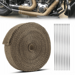 GEAREVER 20M*5CM Hitzeschutzband Basaltfaser mit 10 Kabelbinder Edelstahl, Hitzeschutzband Auspuff für Fächerkrümmer Thermoband Krümmerband Auto Motorrad Auspuff (Titanium)