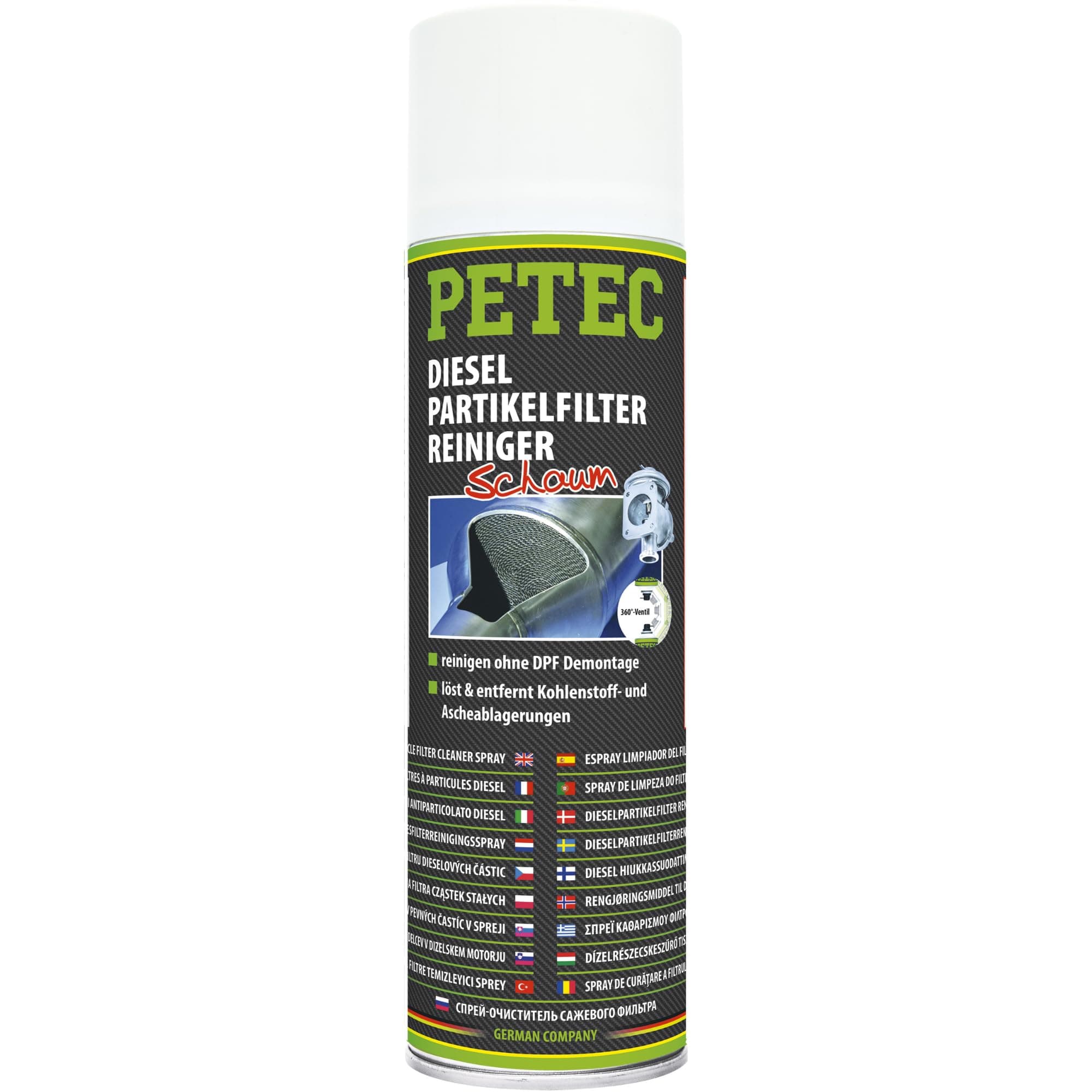 PETEC Dieselpartikelfilter Reiniger DPF Cleaner Dieselfilter Auto System Injektor Reinigung 400 ml Schaum. Löst & entfernt Kohlenstoff- & Ascheablagerungen 72550