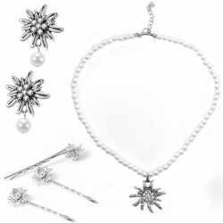TaimeiMao Trachtenkette mit Strass Edelweiß Herz Anhänger, Edelweiß Armband und Edelweiß Ohrstecker (Anzug) Angebot bei HelloDeals